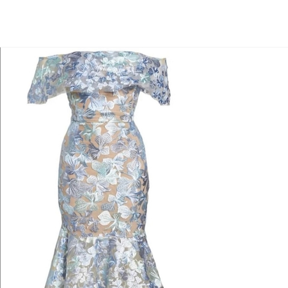 Bronx and Banco butterfly off-the-shoulder dress